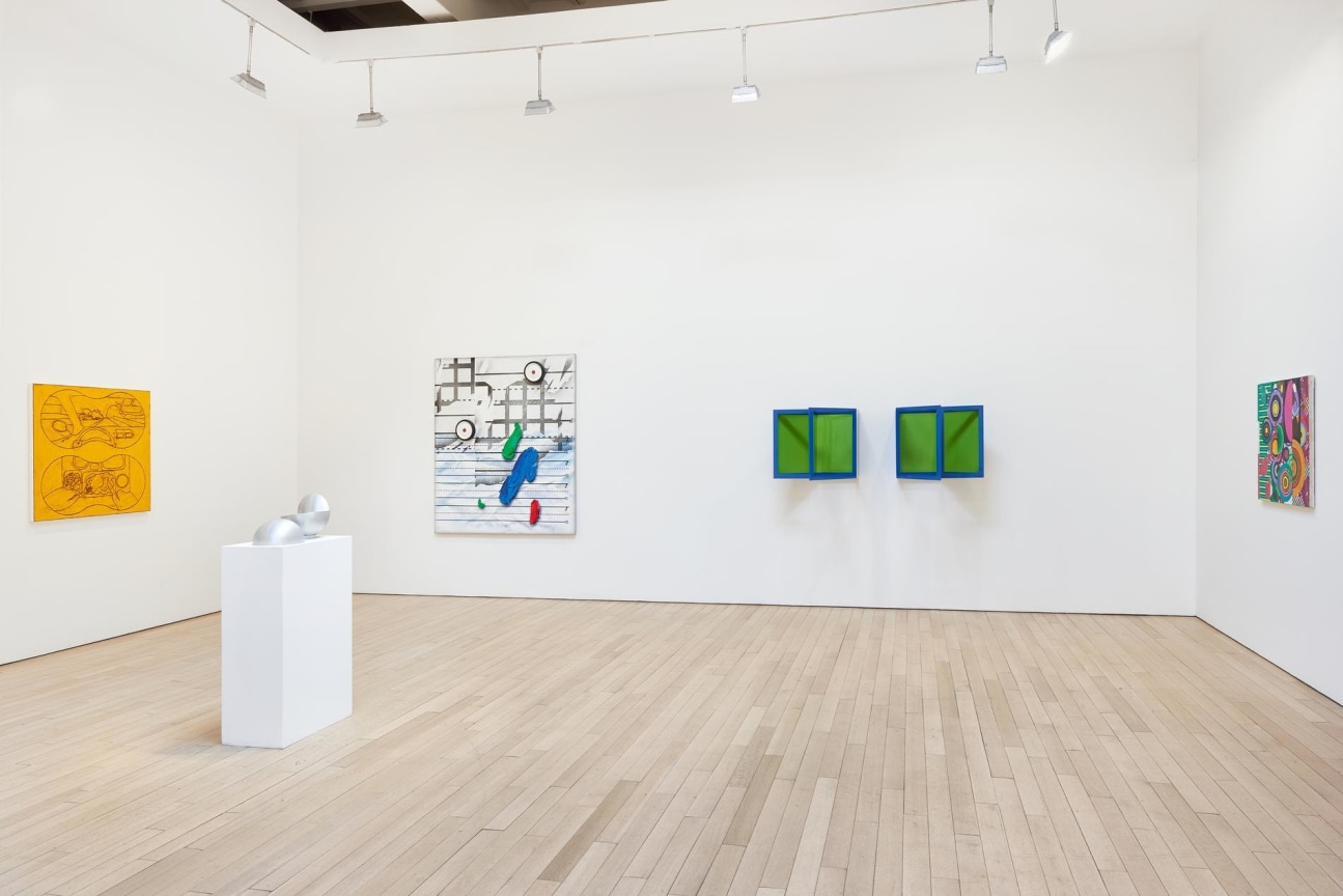 installation view of several artworks