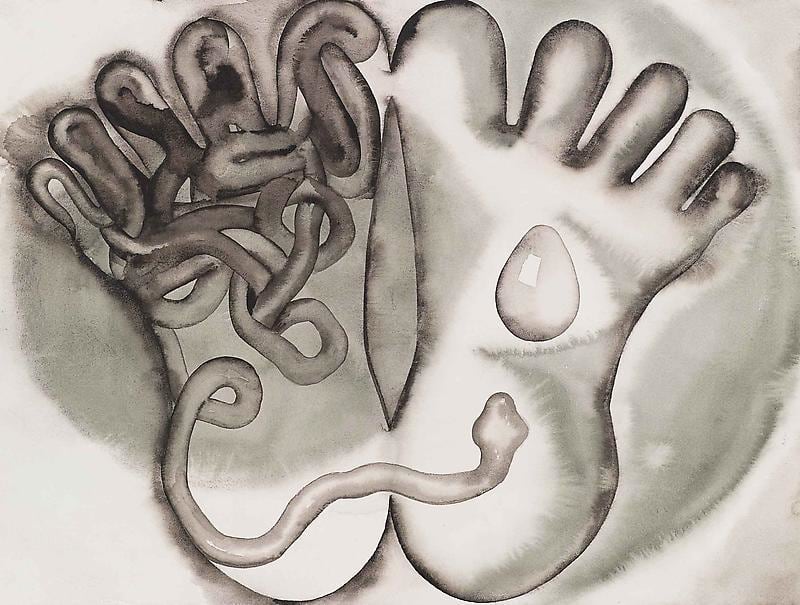 feet with snake and a an egg