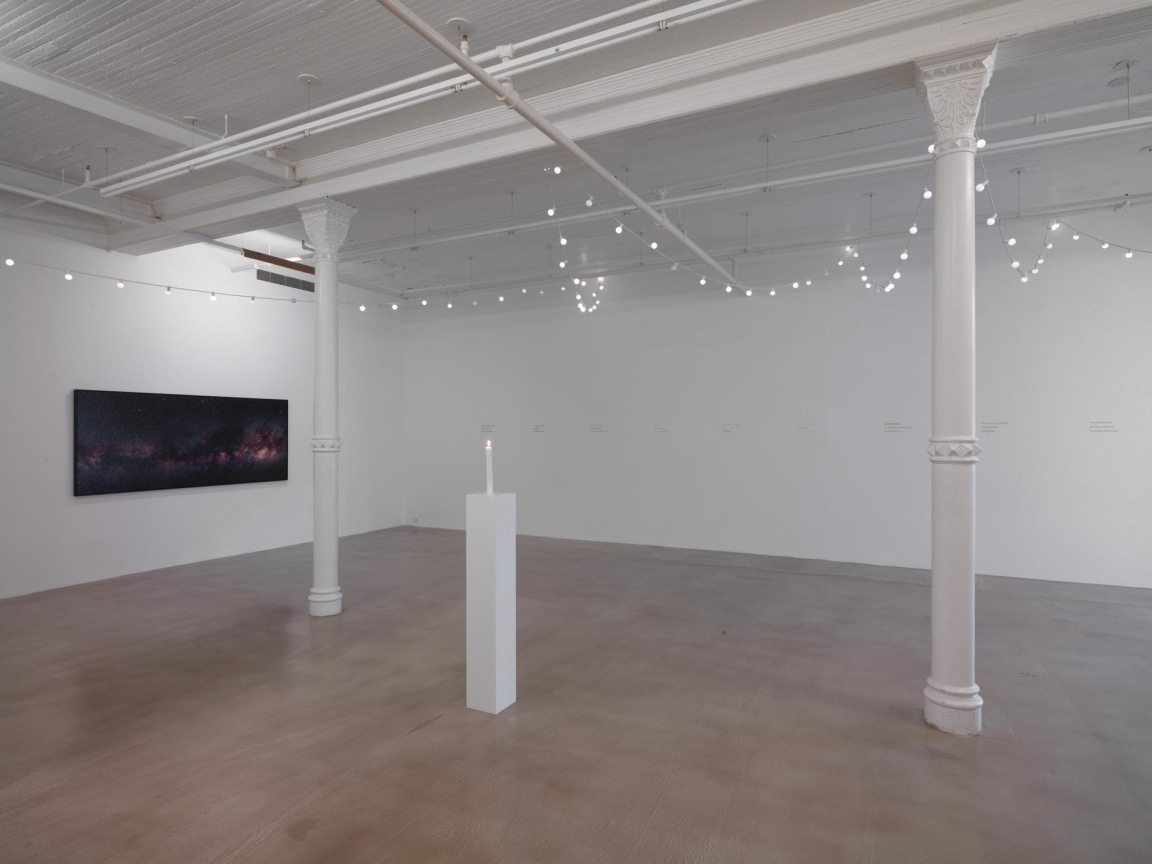 installation view of several artworks