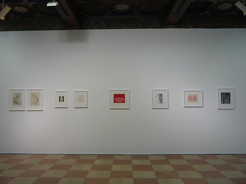 installation view of several artworks