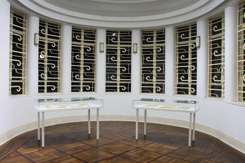 installation view of several artworks