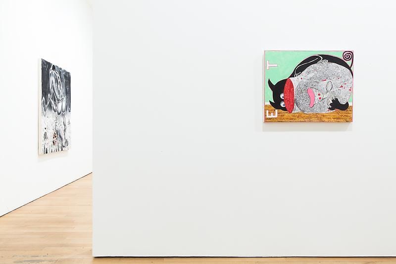 installation view of two artworks
