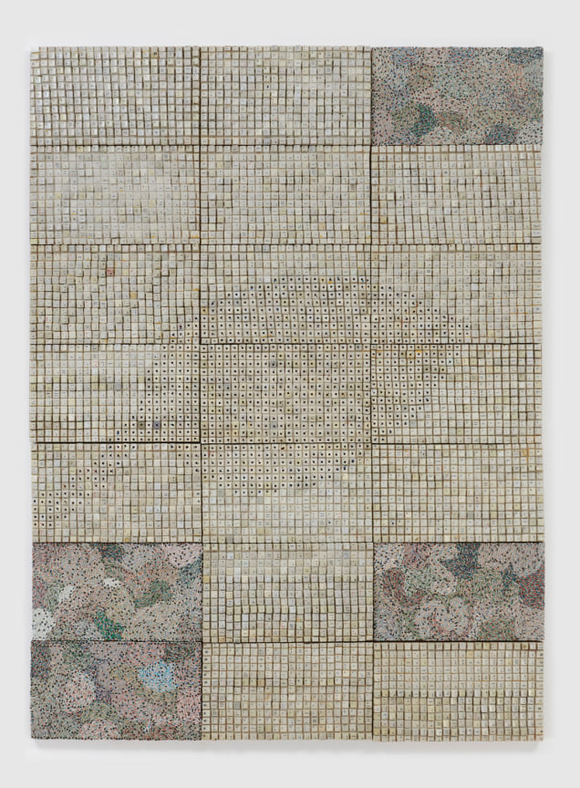 Reclaimed electrical wires and components on panel