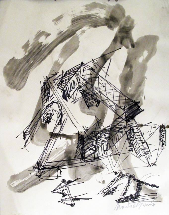 abstract drawing that looks like a study for the artist's sculptures