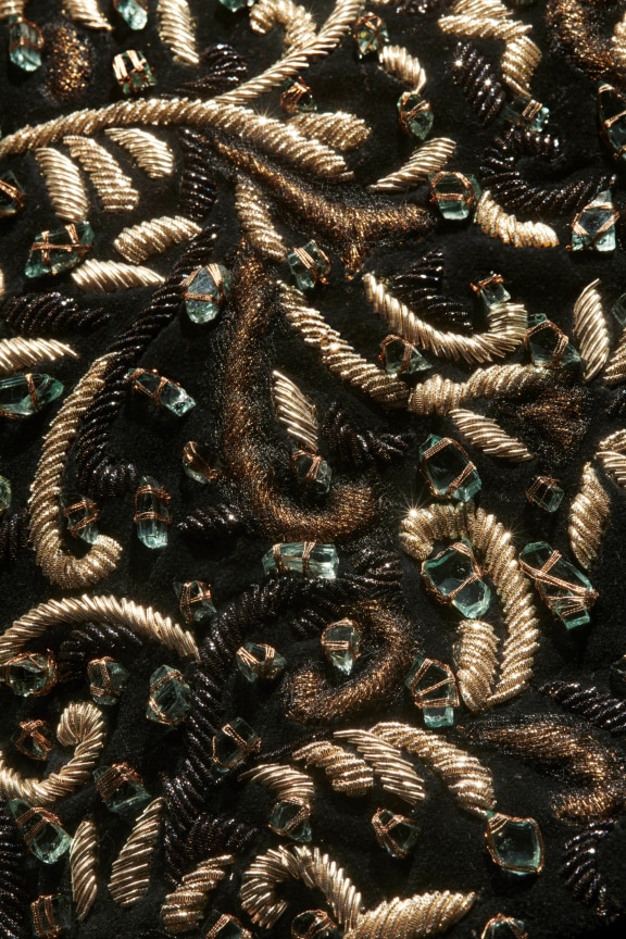 close up of twisted rope and beading