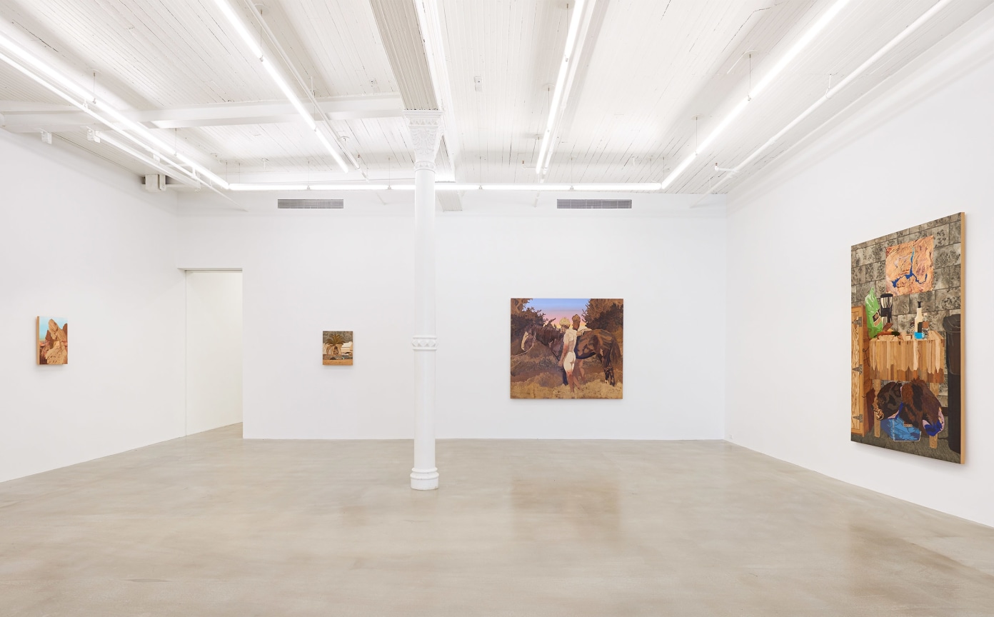 installation view of several artworks