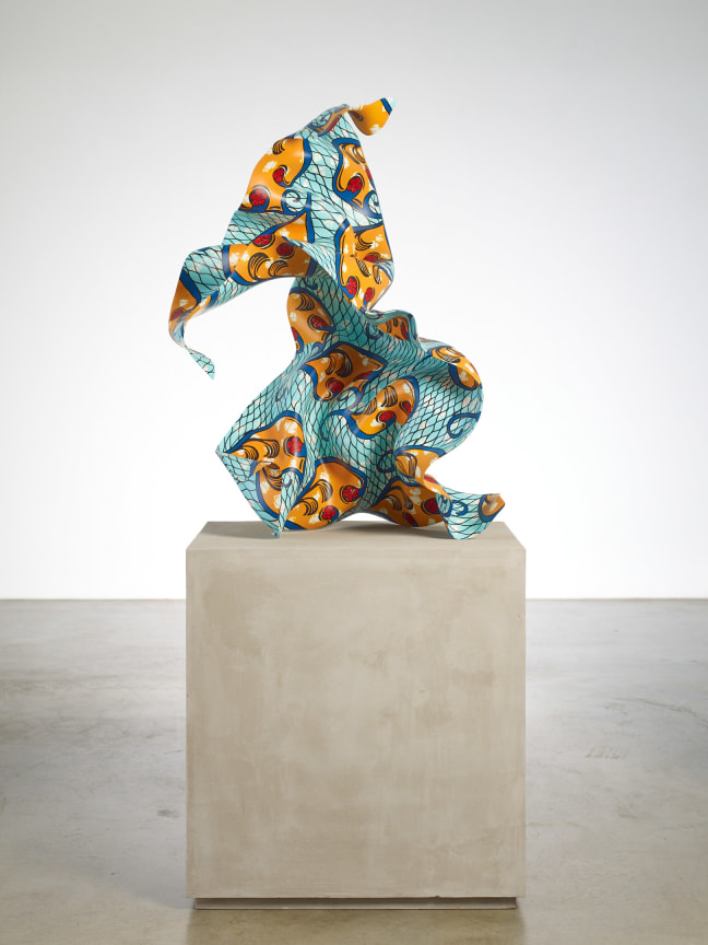 sculpture of a piece of fabric swaying and undulating
