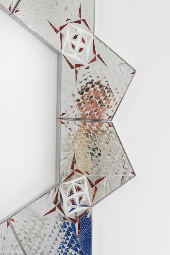 glass pieces creating a geometric pattern
