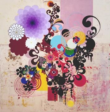 BEATRIZ MILHAZES, Mariposa, 2004, acrylic on canvas, 98 X 98 inches