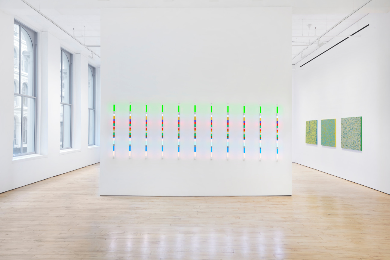 Installation view of Spencer Finch:We send the wave to find the wave at James Cohan Gallery 52 Walker Street