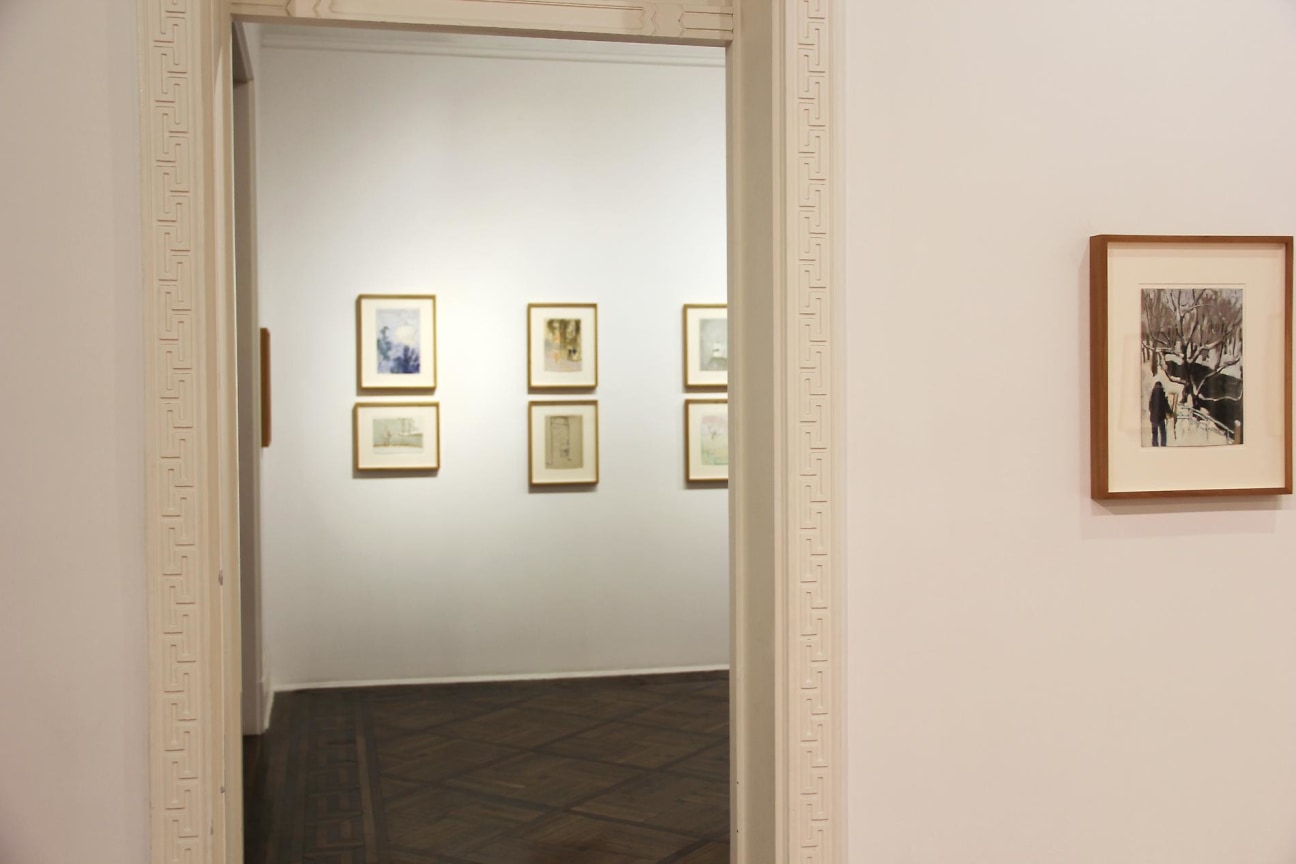 Installation view of several artworks