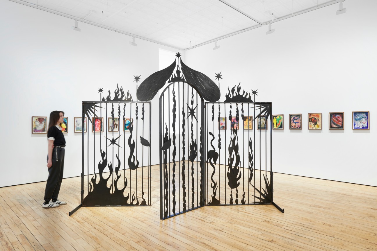 black gate within a gallery