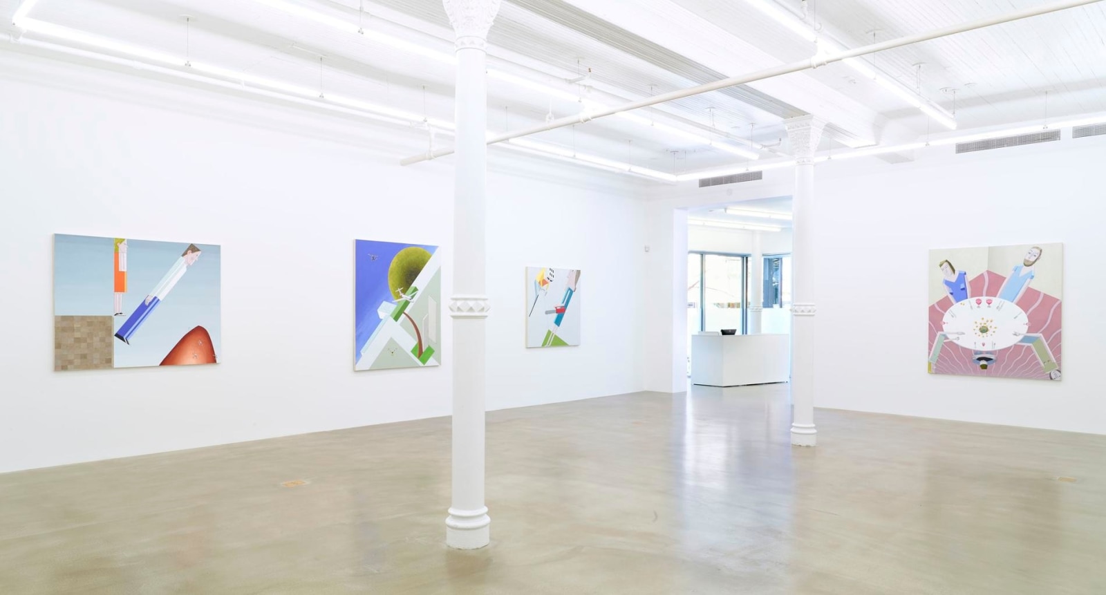 installation view of several artworks