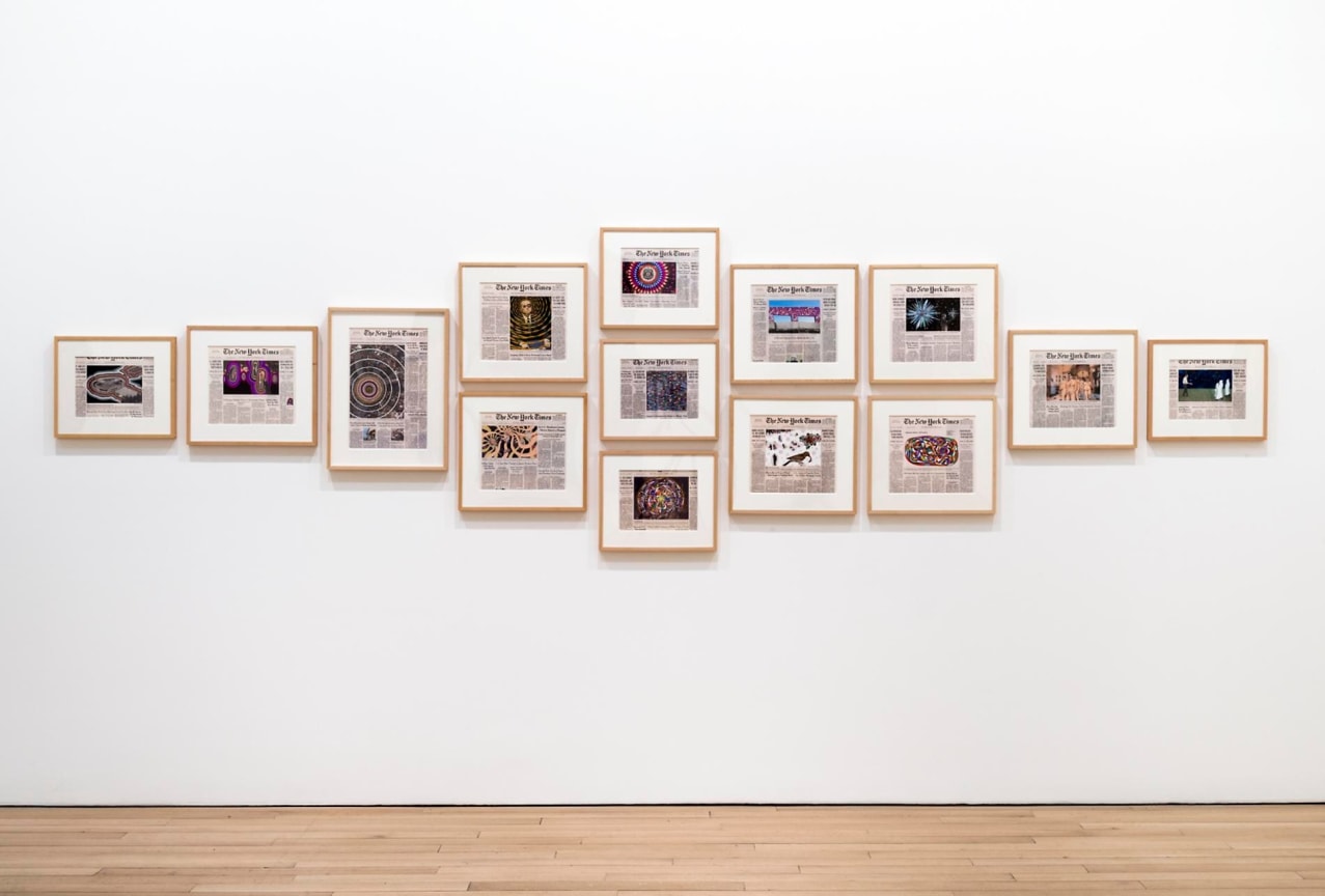 installation view of several artworks