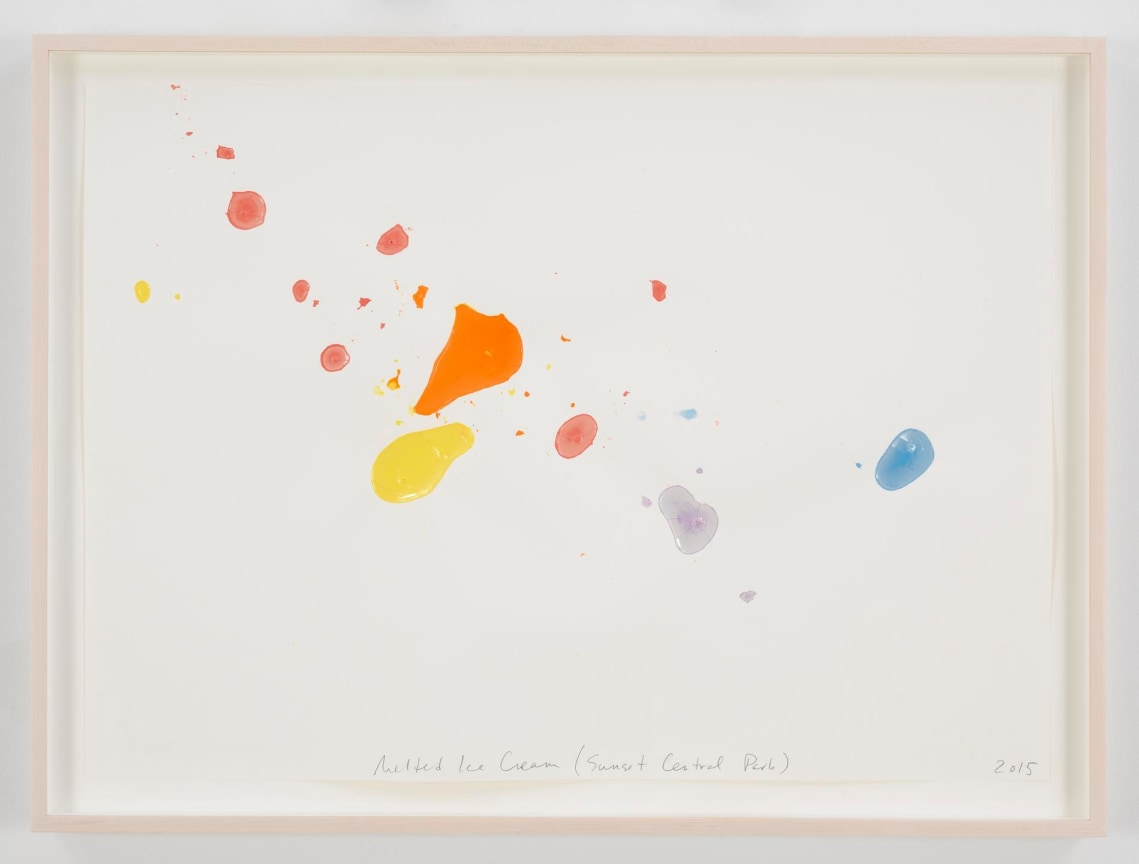 , SPENCER FINCH&nbsp;Melted Ice Cream (Sunset Central Park),&nbsp;2015&nbsp;Homemade frozen milk-paint on paper&nbsp;22 x 30 in. (55.9 x 76.2 cm)