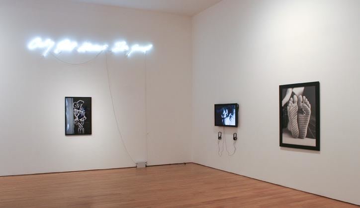 installation view of several artworks