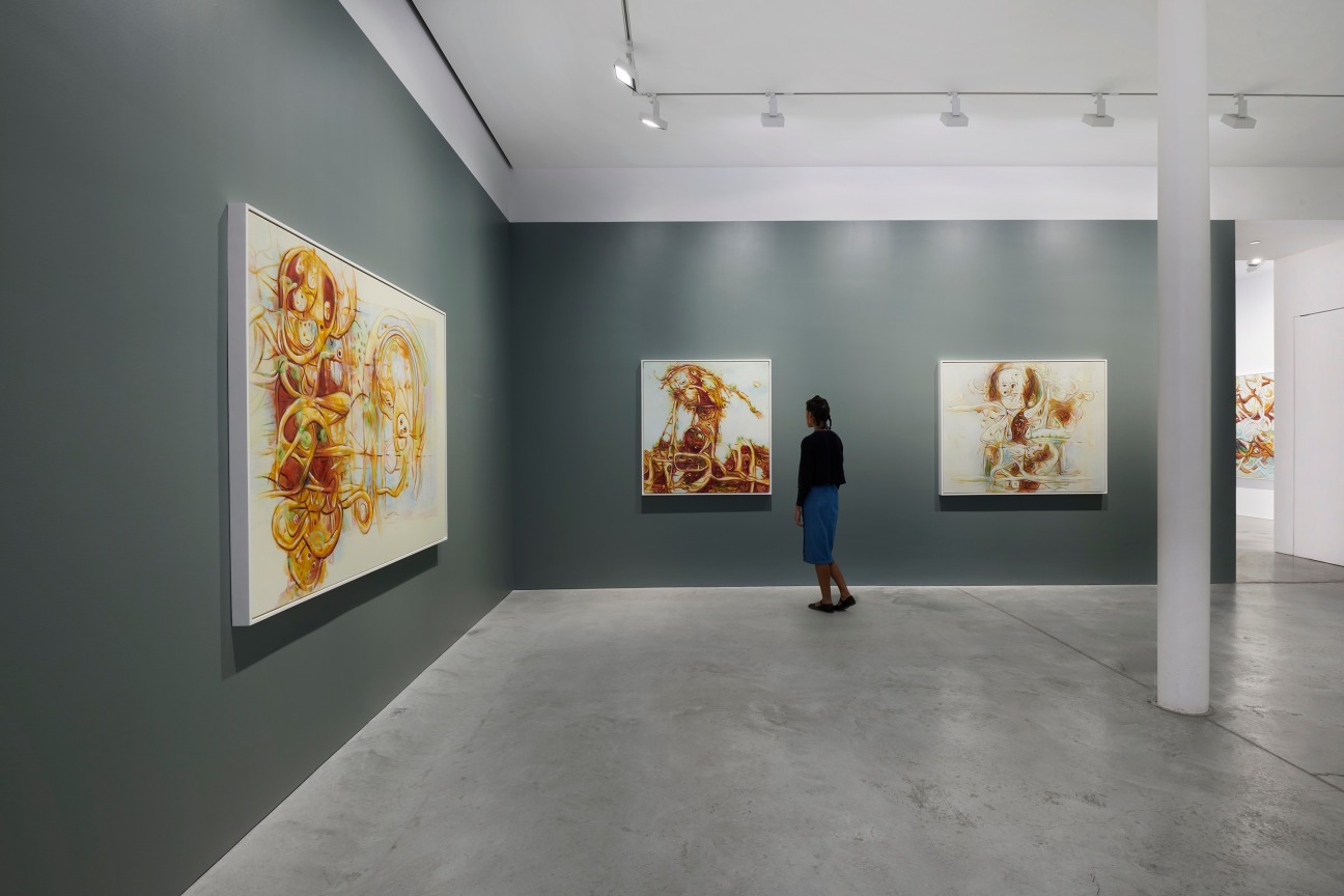 Installation view of Matthew Ritchie:A Garden in the Machine, at James Cohan Gallery on 48 Walker Street