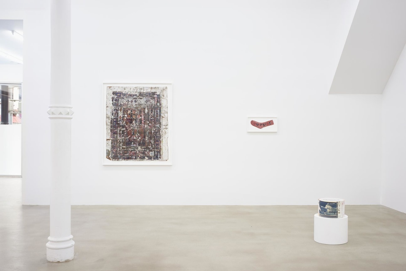Installation view of several artworks