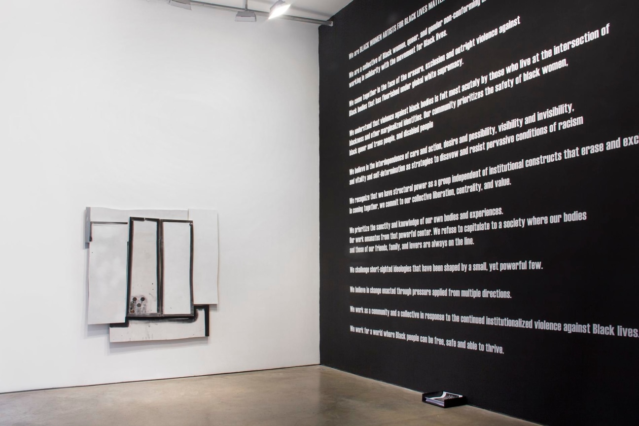 installation view of several artworks