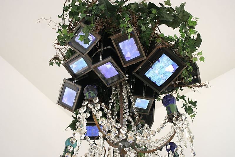 Detail of NAM JUNE PAIK's Videochandelier X, 1991
