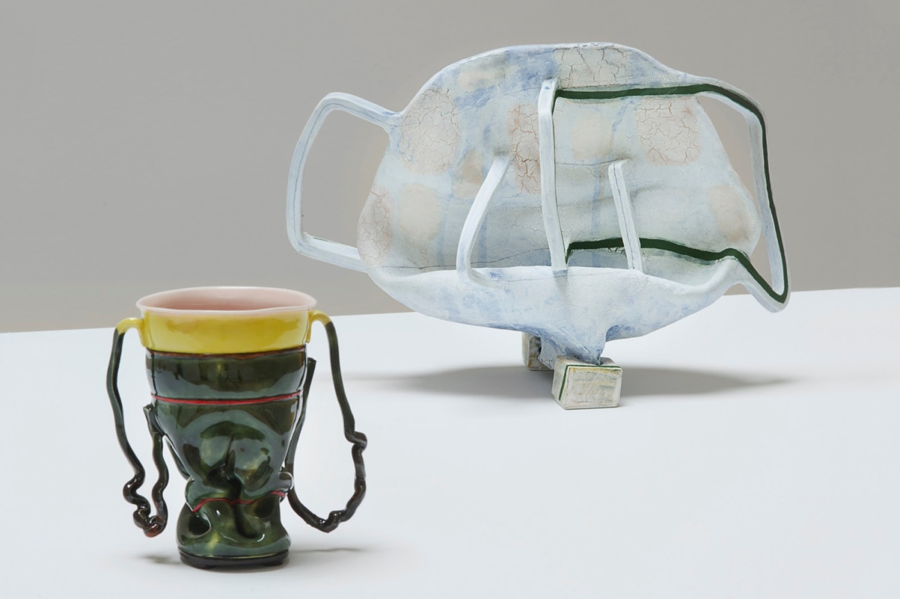 installation view of two sculptures