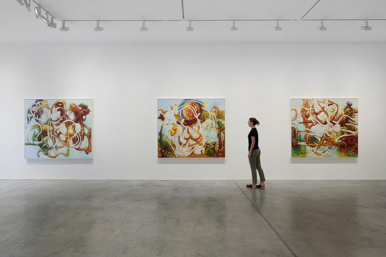 Installation view of Matthew Ritchie: A Garden in the Machine at James Cohan 48 Walker Street