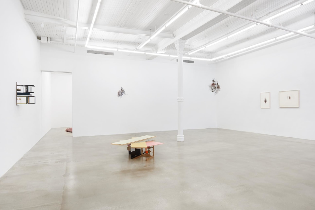 installation view of several artworks