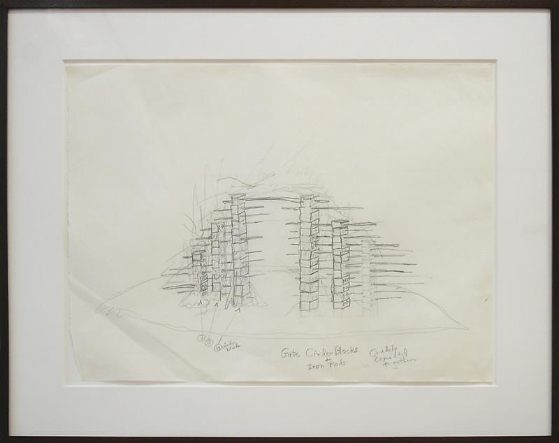 Image of Robert Smithson's Gate Cinder Blocks and Iron Rods, c. 1970