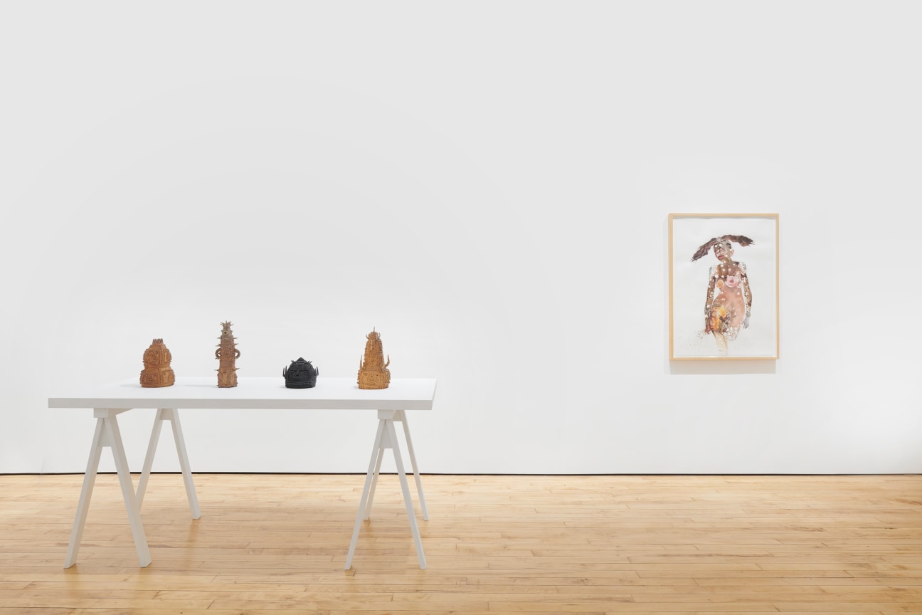 view of several artworks