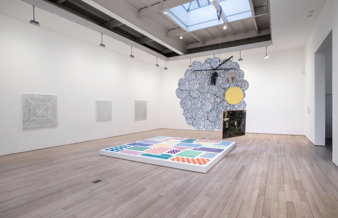 installation view of several artworks