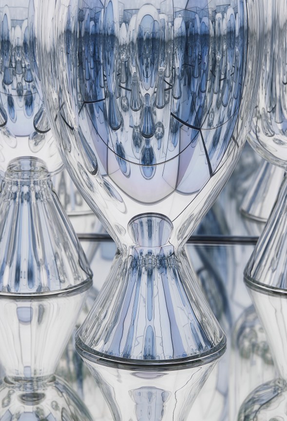 close up of the base of a glass sculpture