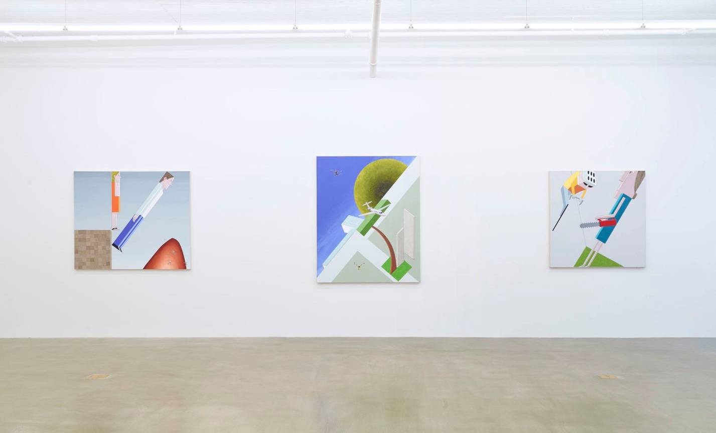 installation view of three artworks