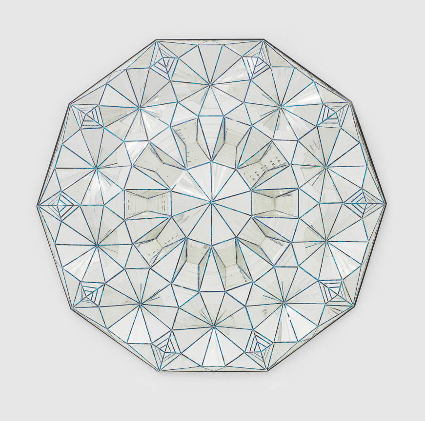 Decagonal Sculpture of Reverse Painted Mirrored Glass by MONIR SHAHROUDY FARMANFARMAIAN