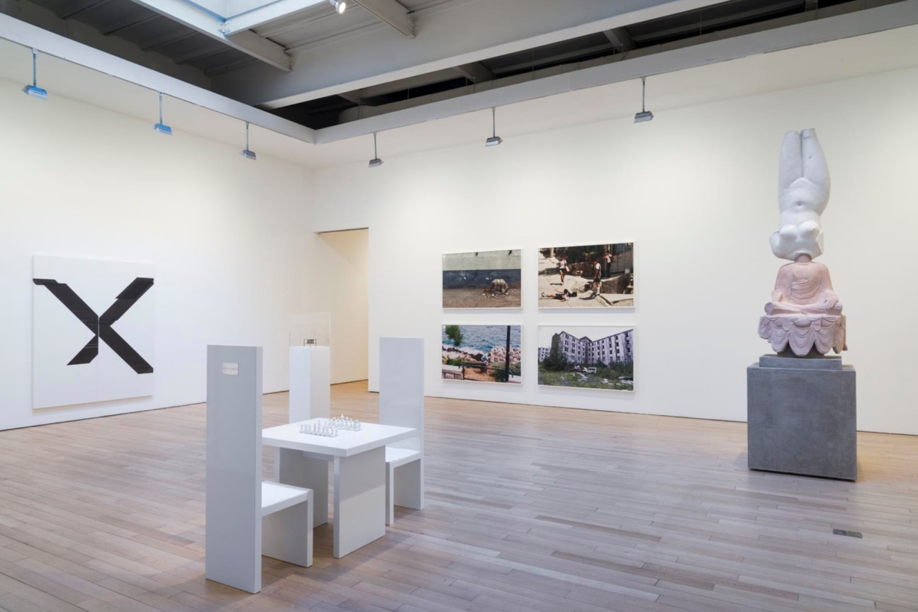 installation view of several artworks