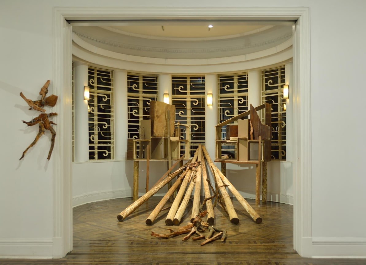 installation view of several artworks