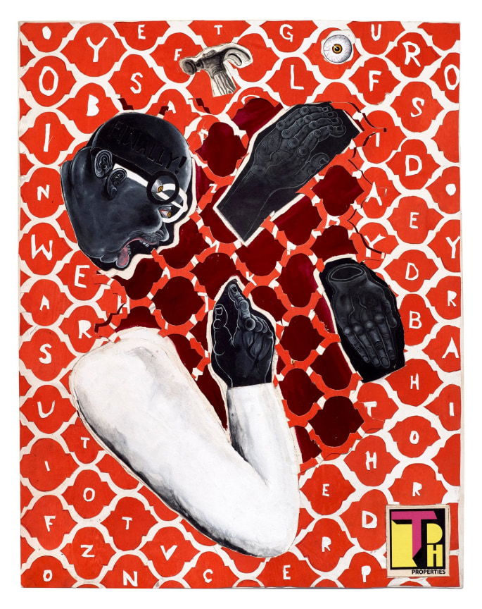 ,  TRENTON DOYLE HANCOCK, Finally!, mixed media on canvas, 2016, 66 x 38 in.