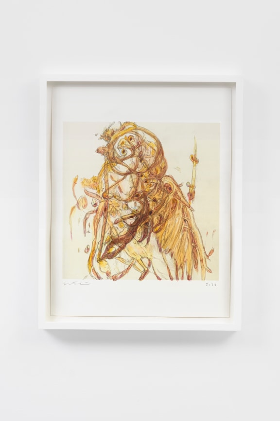 Ink, wax and graphite on paper