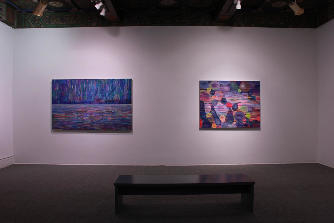 installation view of two artworks