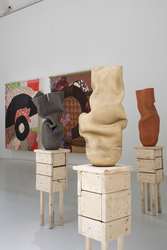 Installation view, Ranti Bam, Hard/Soft: Textiles and Ceramics in Contemporary Art, Museum of Applied Arts, Vienna, December 13, 2023 &ndash; May 20, 2024.