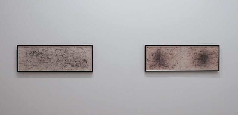 Installation view of two artworks