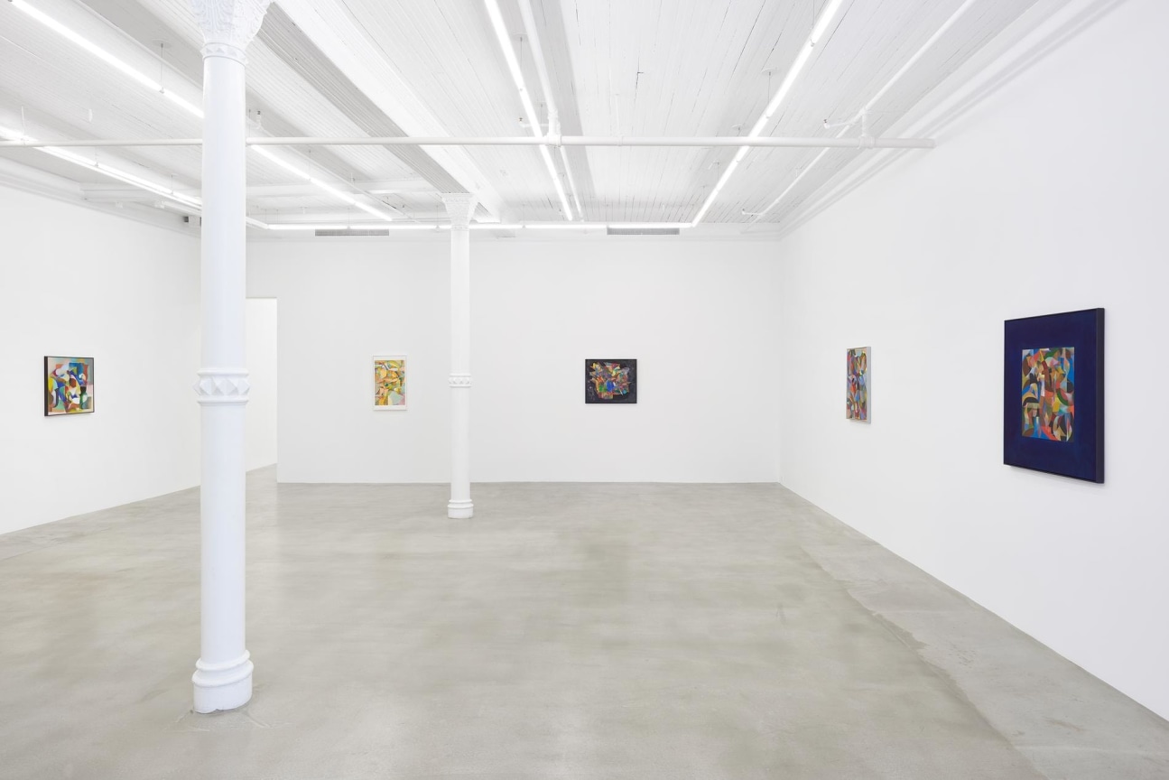 installation view of several artworks