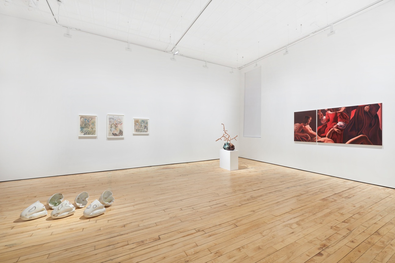 view of several artworks