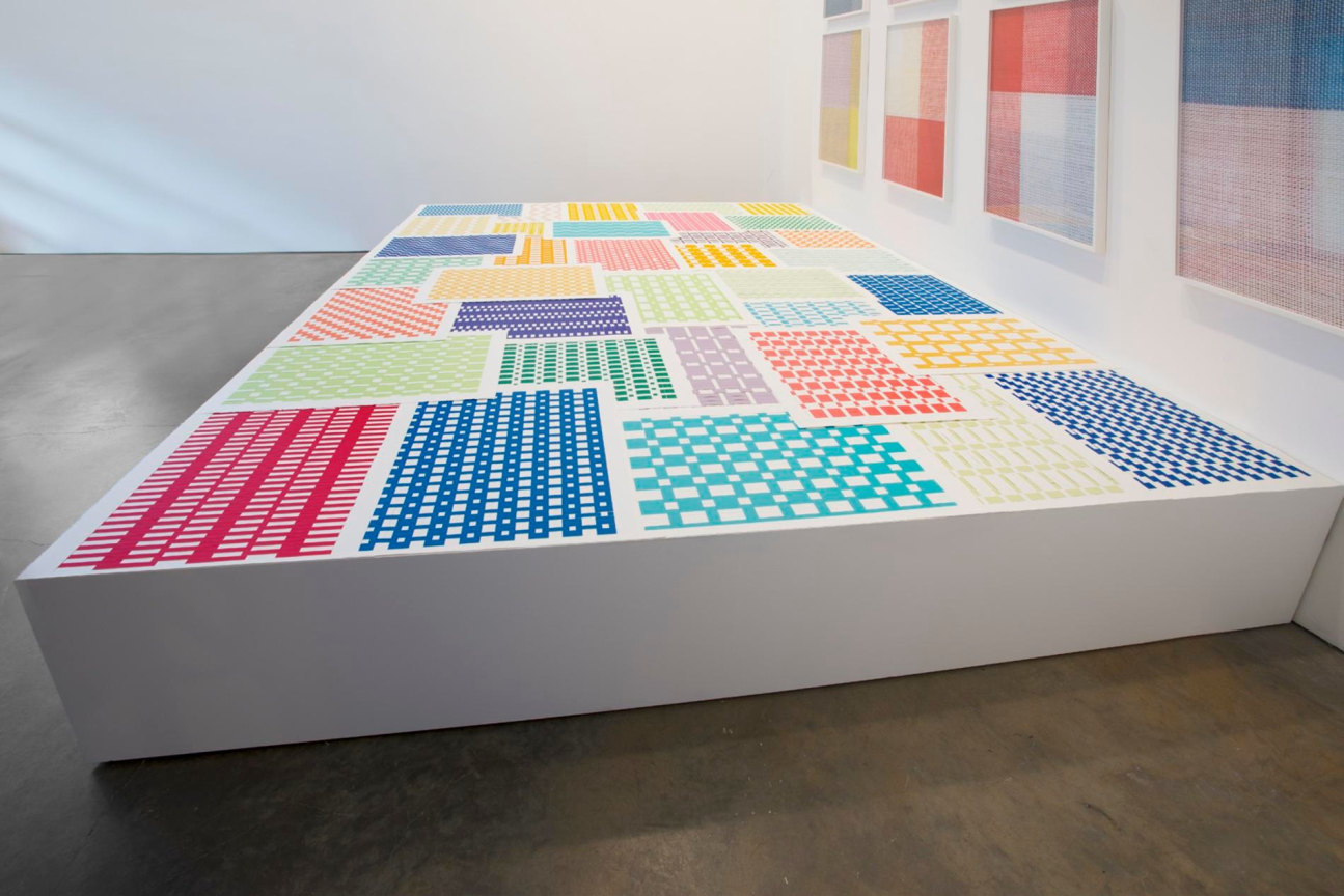 fabric patterns on a platform