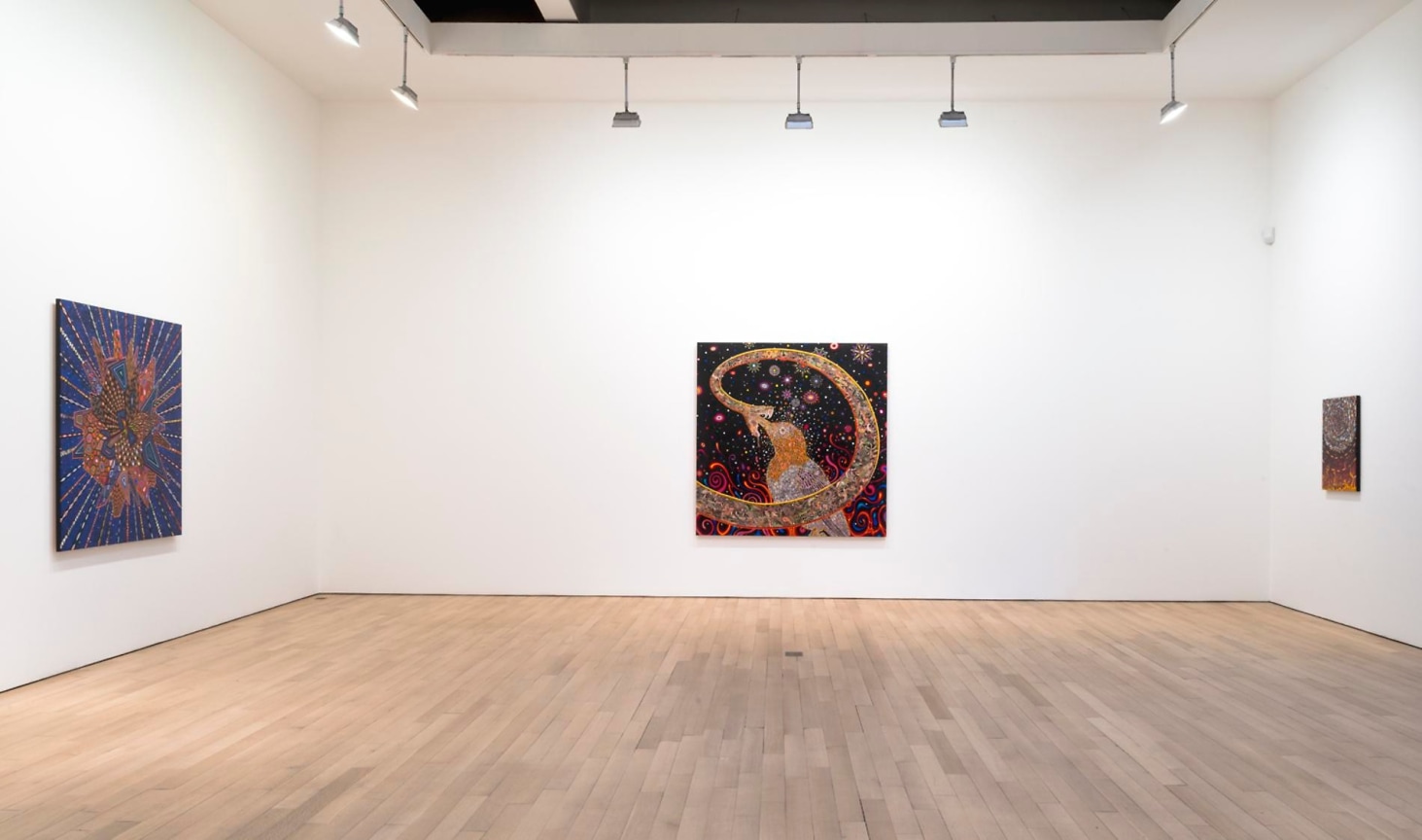 installation view of three artworks