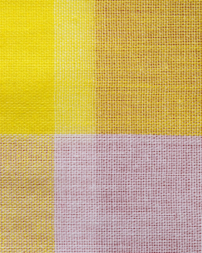 yellow and pinkish purple gingham fabric