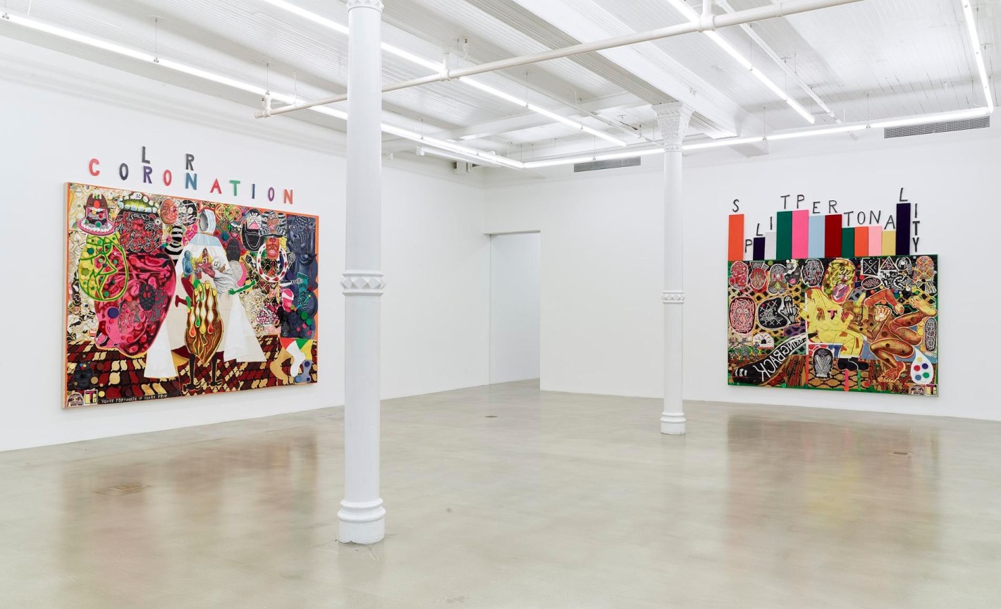installation view of two artworks