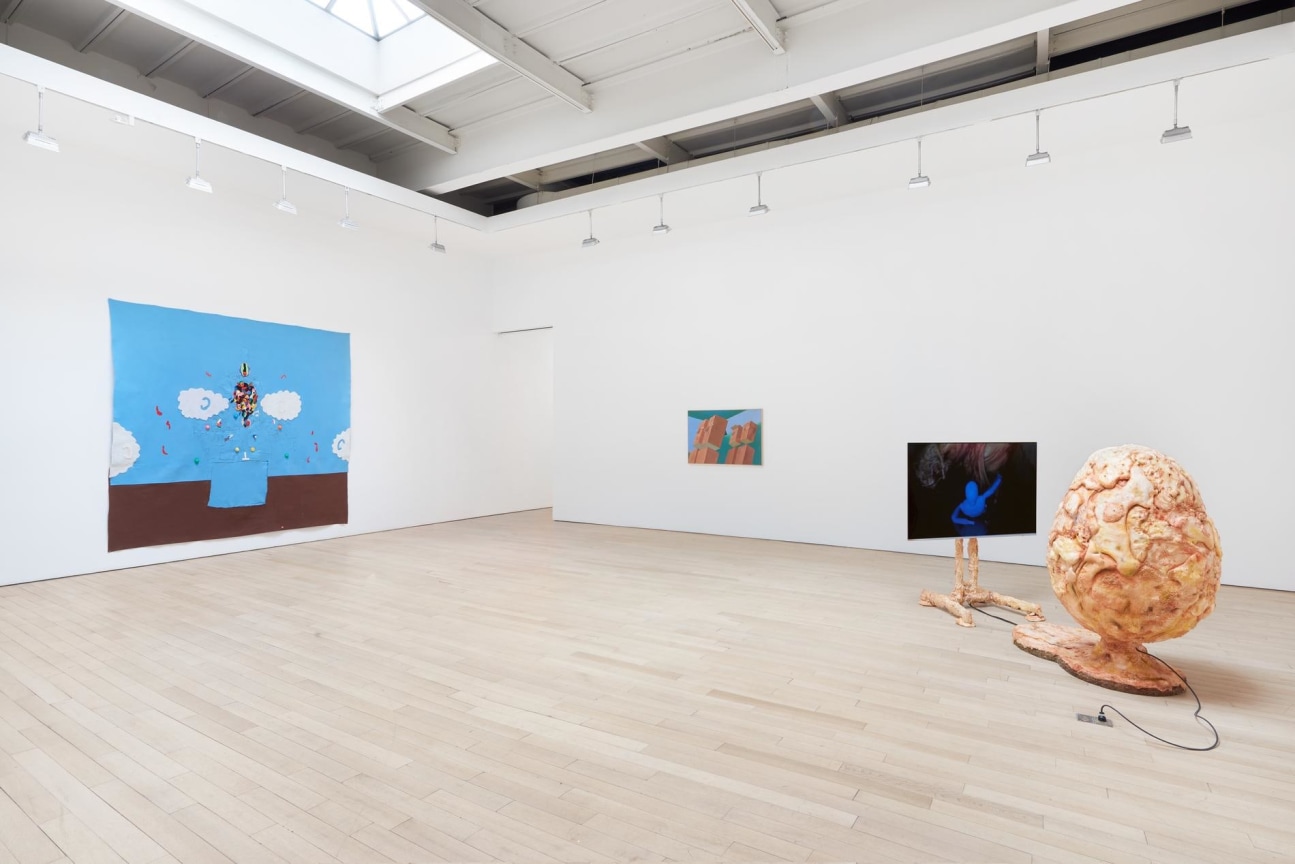 installation view of several artworks