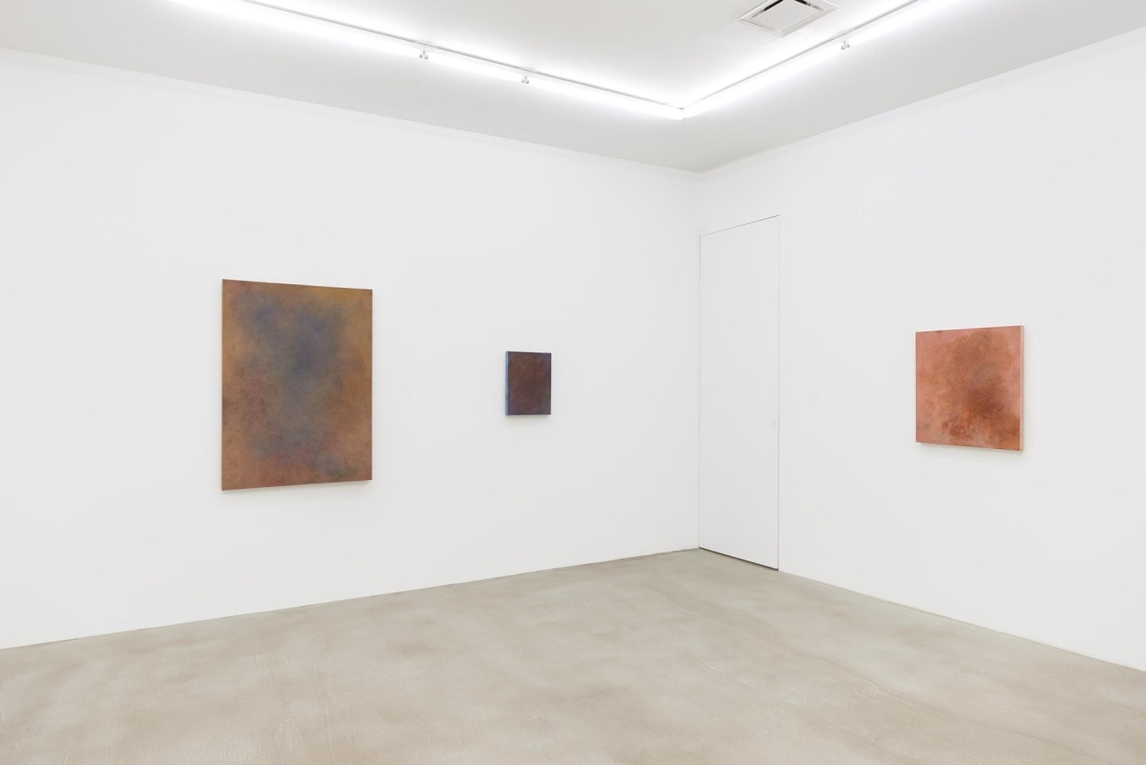 Installation view of three artworks