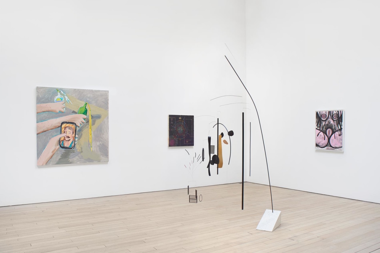 installation view of several artworks