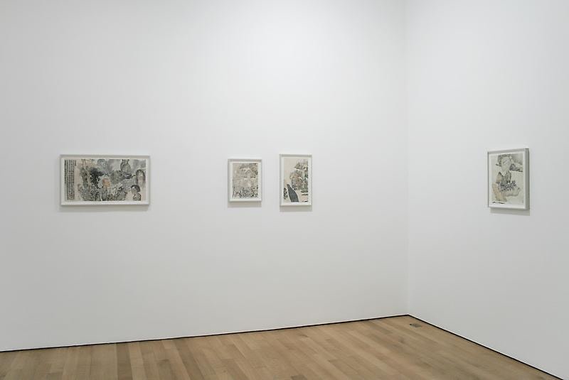 installation view of several artworks